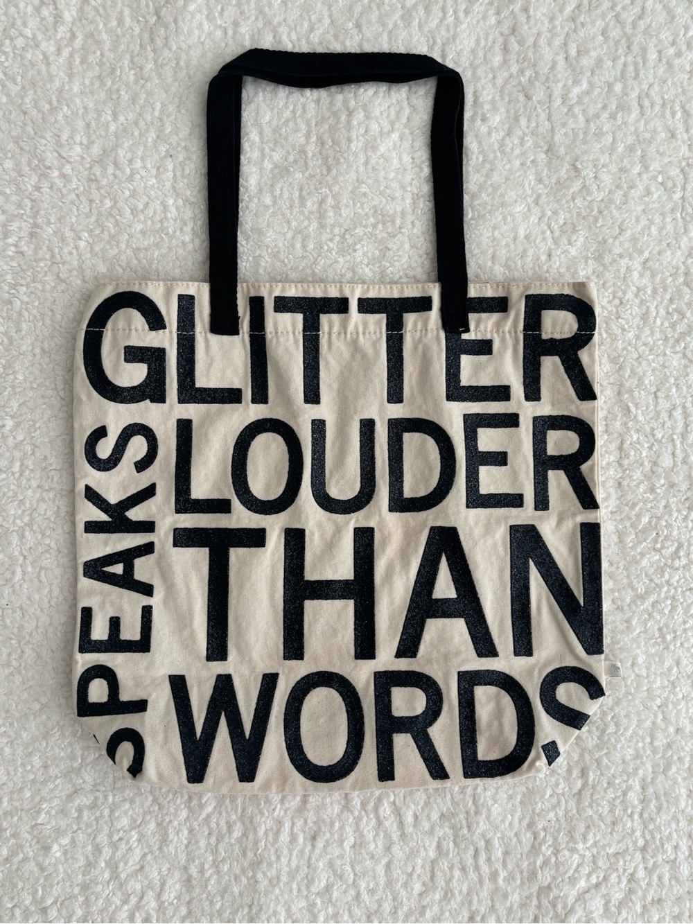 Abercrombie & Fitch Glitter Speaks Louder Than Words Canvas Tote Bag